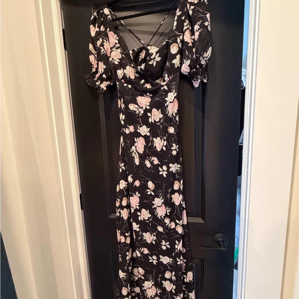 Black Floral Midi Dress